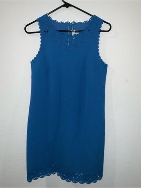 J. Crew Cobalt Blue Scalloped Neck/Hem Shift Dress